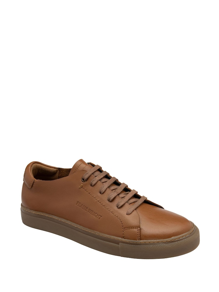 Frank Wright Brown Premium Leather Lace-Up Trainers - Image 1 of 4 Frank Wright Brown Premium Leather Lace-Up Trainers - Image 1 of 4