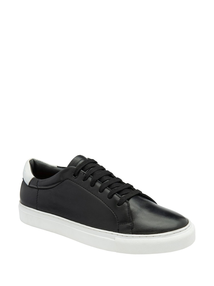 Frank Wright Black Leather Lace-Up Classic Trainers - Image 1 of 4 Frank Wright Black Leather Lace-Up Classic Trainers - Image 1 of 4
