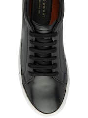 Frank Wright Black Leather Lace-Up Classic Trainers - Image 4 of 4