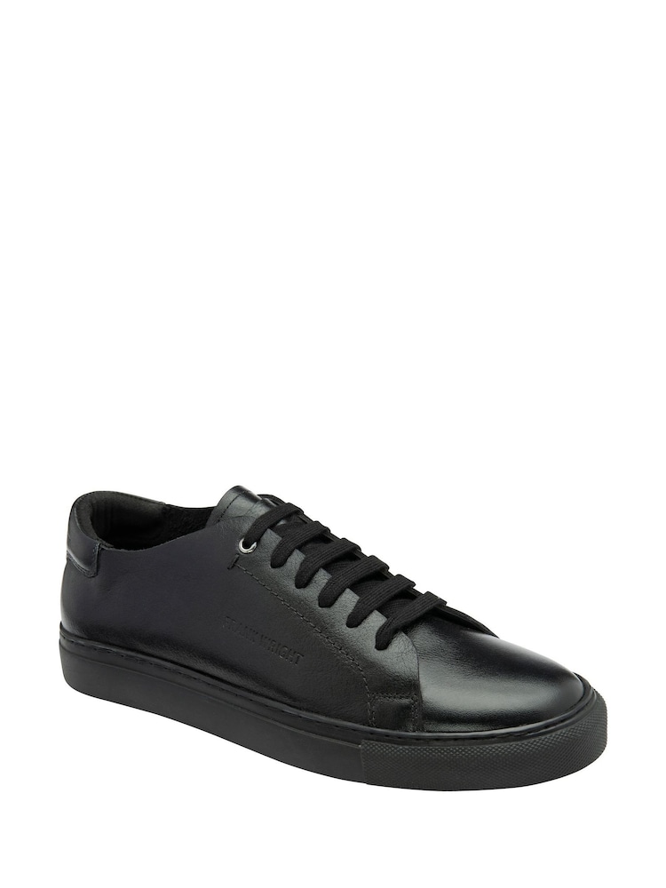 Frank Wright Black Premium Leather Lace-Up Trainers - Image 1 of 4 Frank Wright Black Premium Leather Lace-Up Trainers - Image 1 of 4