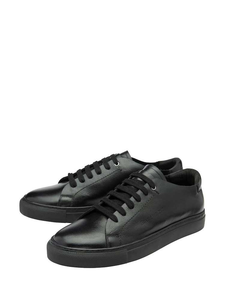 Frank Wright Black Premium Leather Lace-Up Trainers - Image 2 of 4 Frank Wright Black Premium Leather Lace-Up Trainers - Image 2 of 4