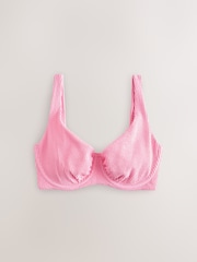 Neon Pink Crinkle DD+ Wired Non Padded Bikini Top - Image 6 of 9