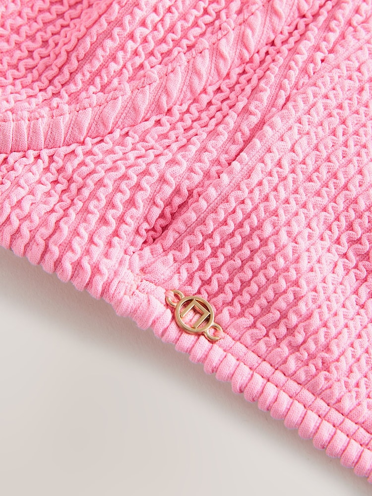 Neon Pink Crinkle DD+ Wired Non Padded Bikini Top - Image 9 of 9