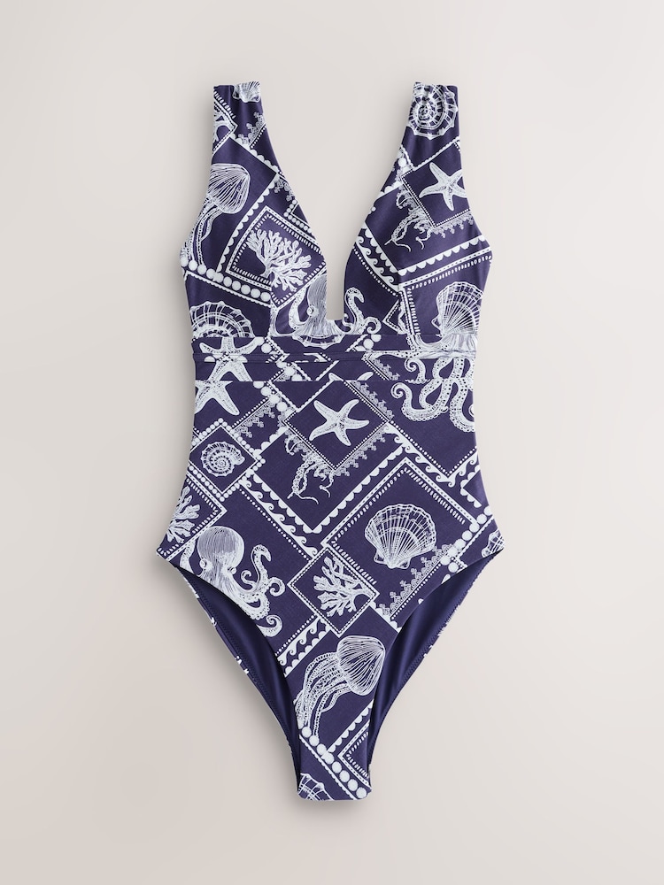 Navy Octopus - بدلة سباحة مكشوفة بخاصية للتحكم في البطن - صورة 1 من 4