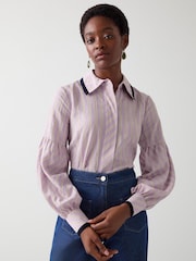LK Bennett Purple Selma Lilac Striped Shirt - Image 2 of 3
