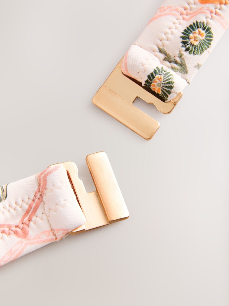 Ecru/Peach Floral Bow Front Padded Wired Bikini Top - Image 4 of 4