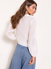 Lipsy White Ruffle Tie Blouse - Image 4 of 4