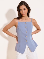 Lipsy Blue Square Neck Waistcoat - Image 1 of 4