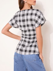 Lipsy Monochrome Check Ruched Side Top - Image 4 of 4