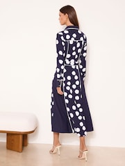 Lipsy Navy Petite Spot Shirt Midi Dress - Image 3 of 4