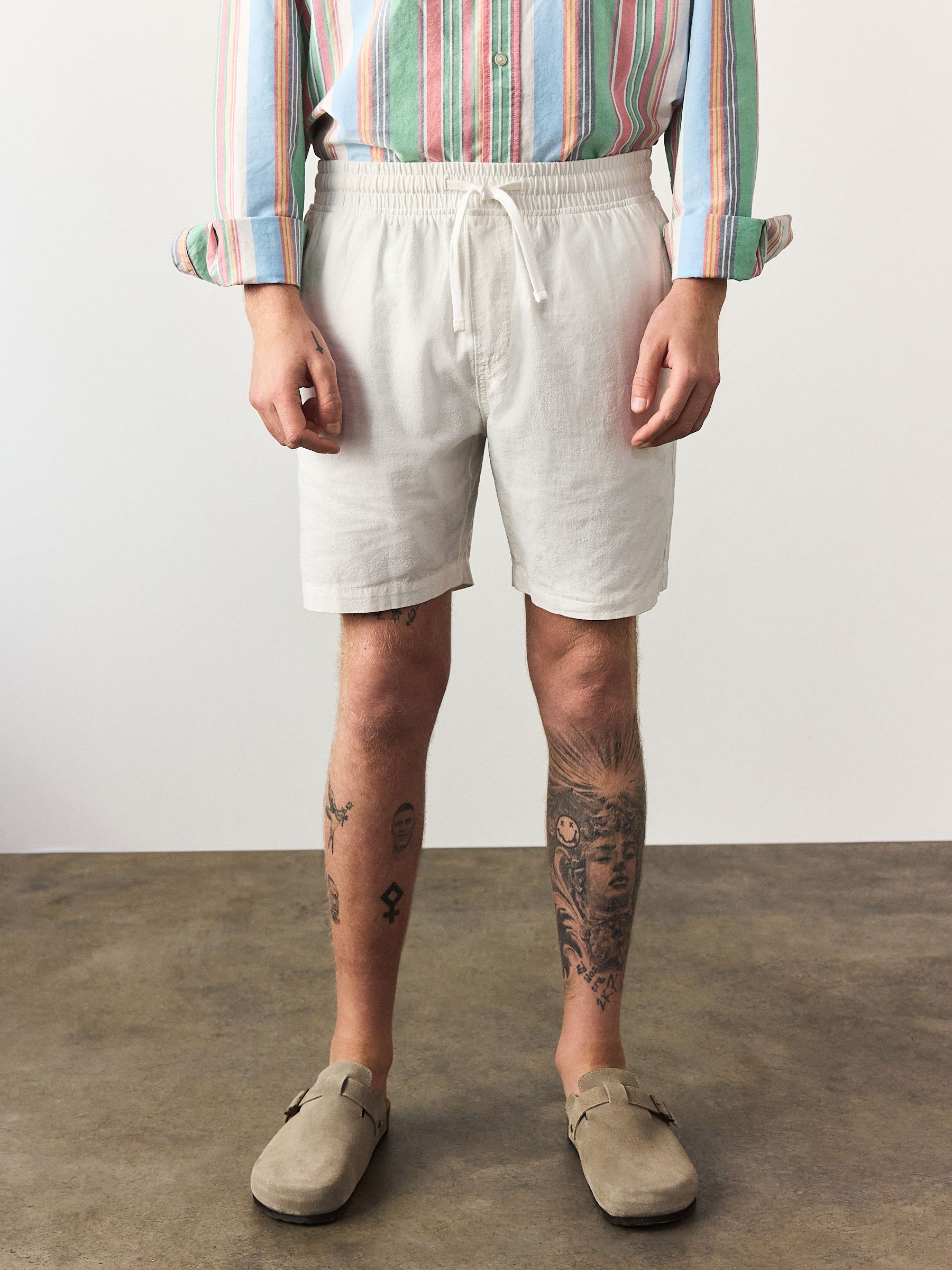 Buy White Textured Cotton Linen Blend Drawstring Shorts from Next USA