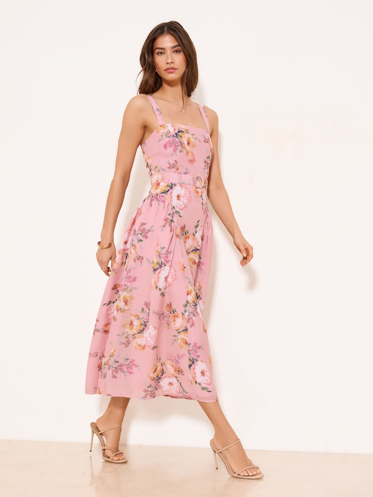 petite pink midi dress Pink Coast Petite Satin Midi Dress With Twist Waist