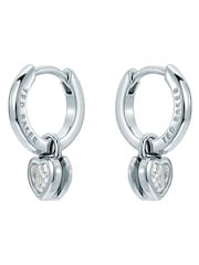 Ted Baker Shimmer Silver Tone Harper: Mini Crystal Heart Huggie Earrings - Image 2 of 5