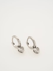 Ted Baker Shimmer Silver Tone Harper: Mini Crystal Heart Huggie Earrings - Image 3 of 5
