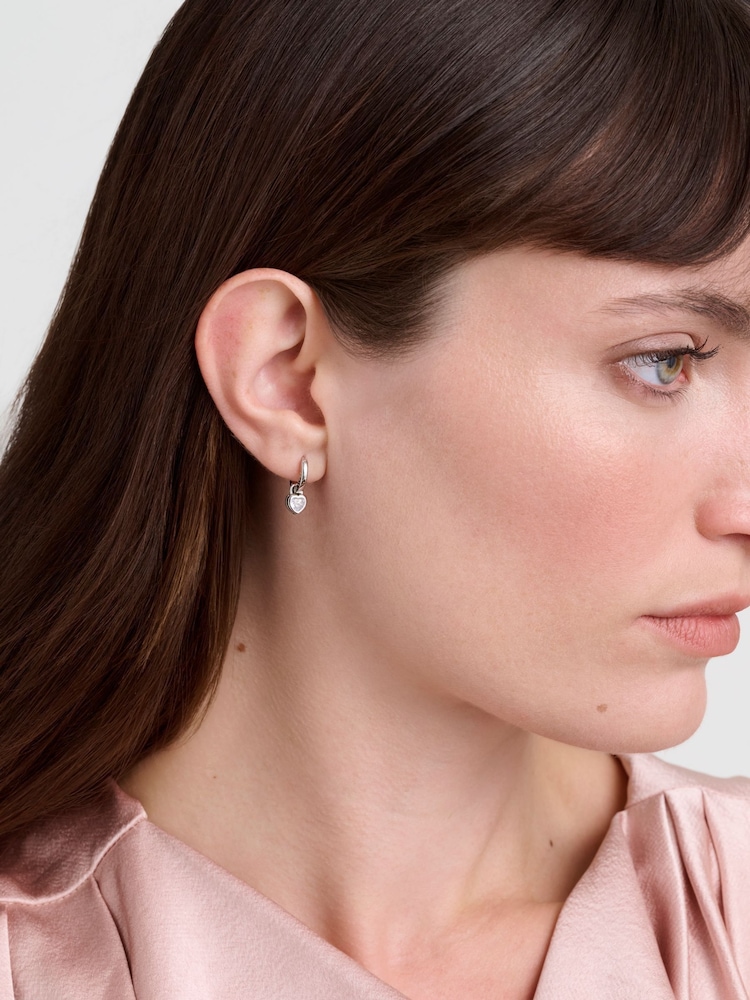 Ted Baker Shimmer Silver Tone Harper: Mini Crystal Heart Huggie Earrings - Image 5 of 5 Ted Baker Shimmer Silver Tone Harper: Mini Crystal Heart Huggie Earrings - Image 5 of 5