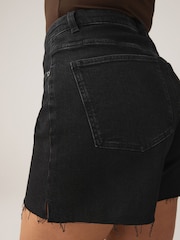Black Hourglass Split Hem High Rise Denim Shorts - Image 6 of 9