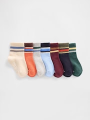 Gap Multi Stripe Quarter Crew Neck Socks 7 Pack - Image 1 of 1