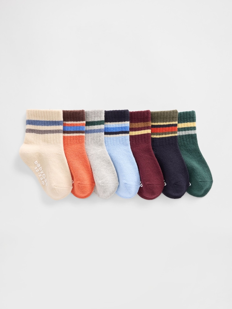 Gap Multi Stripe Quarter Crew Neck Socks 7 Pack - Image 1 of 1