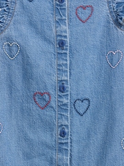 Gap Blue Denim Embroidered Heart One-Piece (0-24mths) - Image 3 of 3
