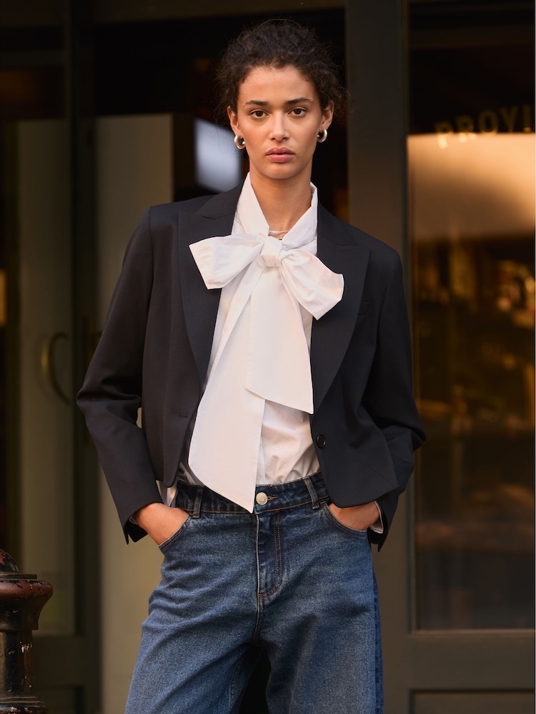 Baukjen Araya Cotton Bow Neck White Blouse - Image 2 of 5