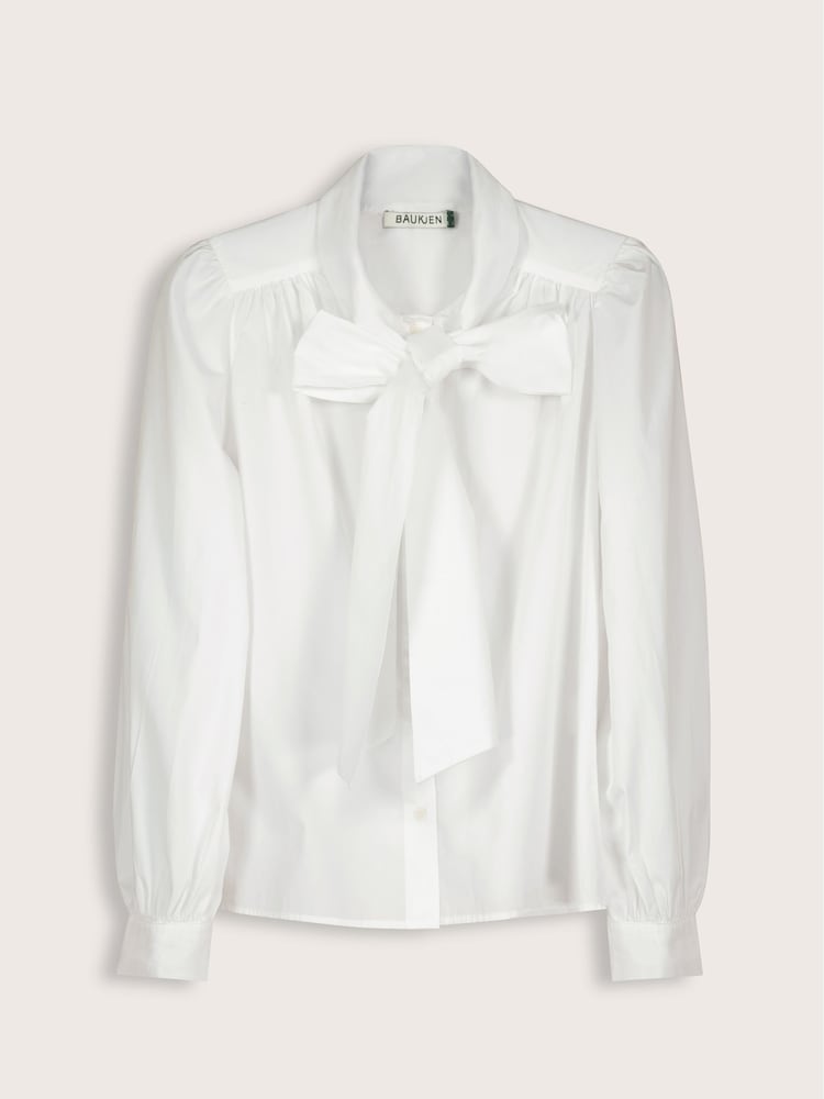 Baukjen Araya Cotton Bow Neck White Blouse - Image 5 of 5