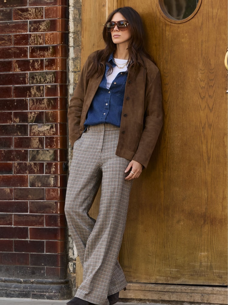 Baukjen Natural Gwynnie Wool Blend Wide Leg Trousers - Image 1 of 4