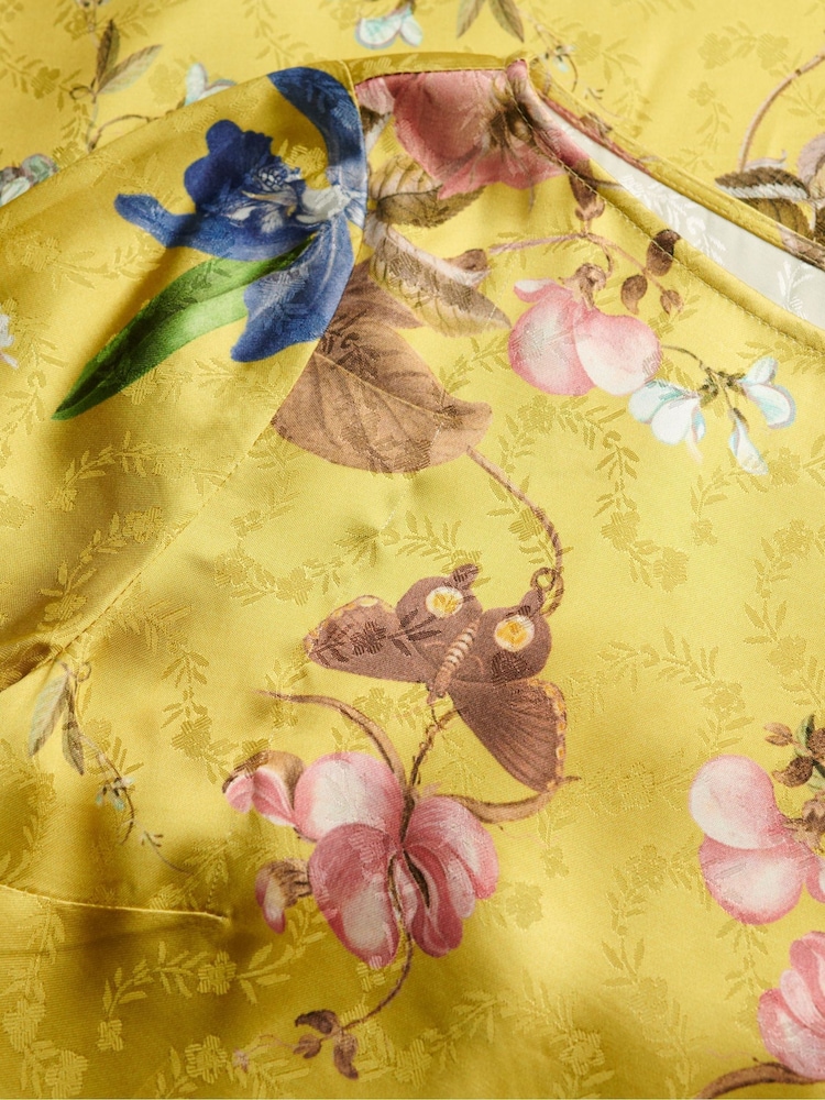 Superdry Yellow Jacquard Flare Sleeve Mini Dress - Image 8 of 8