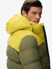 Superdry Green Colourblock Hooded Puffer Jacket - Image 5 of 7