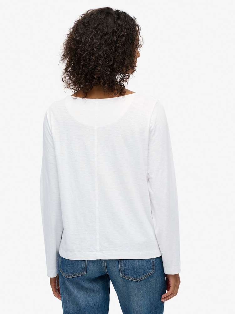 Superdry White Studios Slub Long Sleeve Top - Image 2 of 7