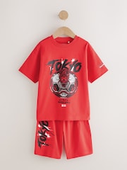 Серый/красный футбольный мяч Tokyo - Короткая пижама 2 пачкой (3-16лет) - Изображение 2 6