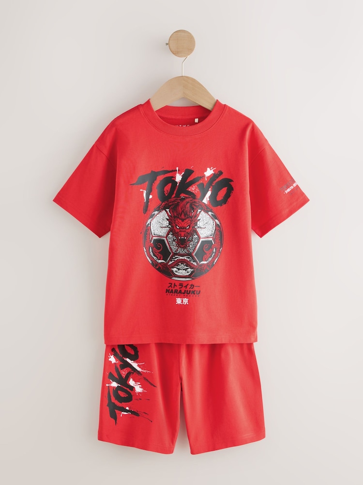 Серый/красный футбольный мяч Tokyo - Короткая пижама 2 пачкой (3-16лет) - Изображение 2 6