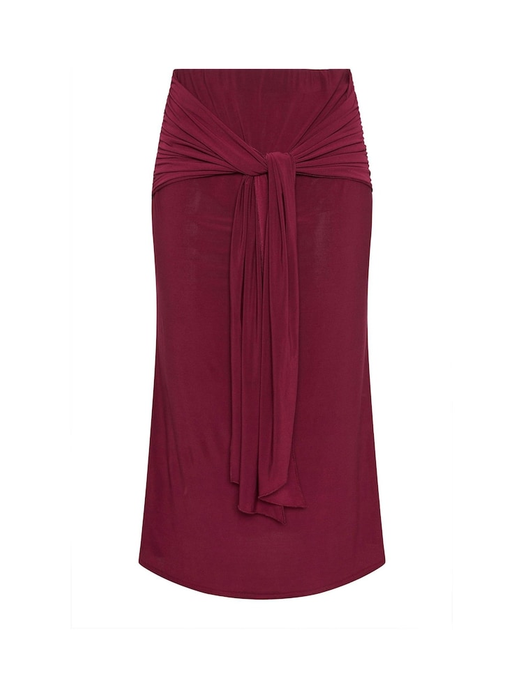 Yours Curve Red Limited Tie Maxi Skirt - Image 6 of 6
