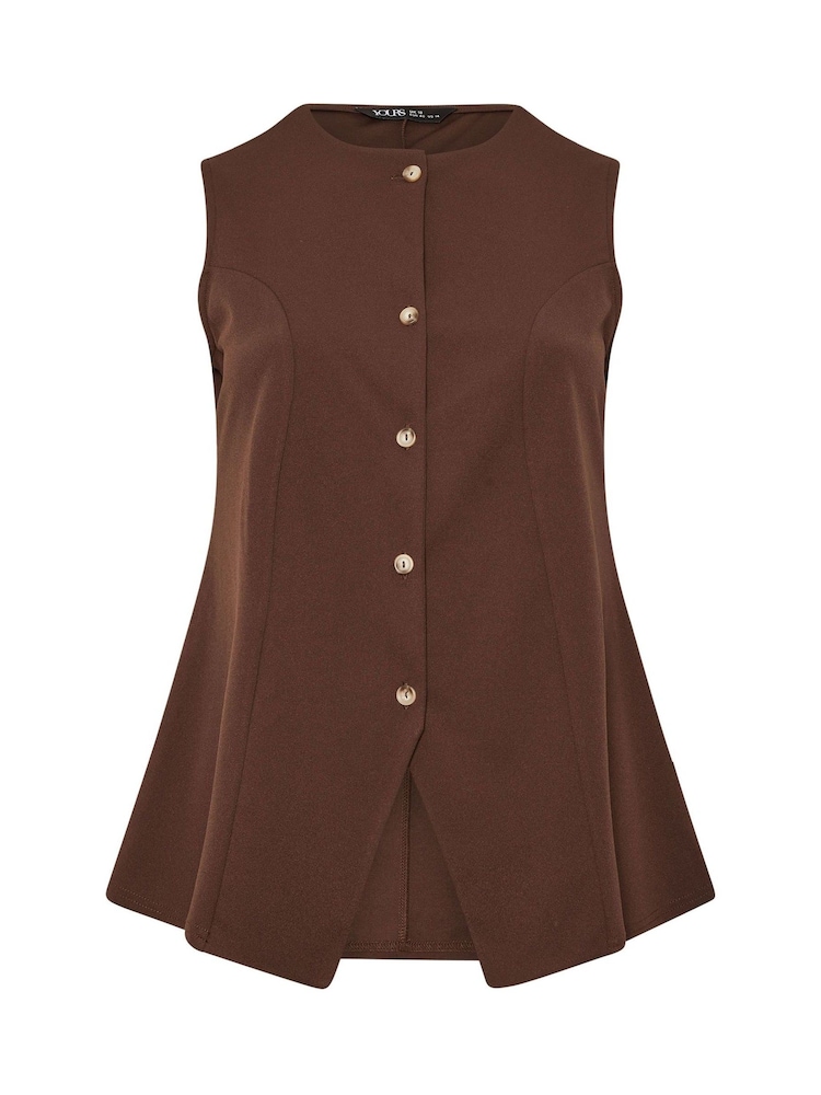 Yours Curve Brown Scuba Waistcoat - Image 5 of 5
