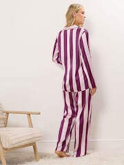Long Tall Sally Red Wide Stripe Satin Pyjamas Set - Image 3 of 5
