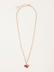 FatFace Gold Tone Cherry Necklace - Image 1 of 2