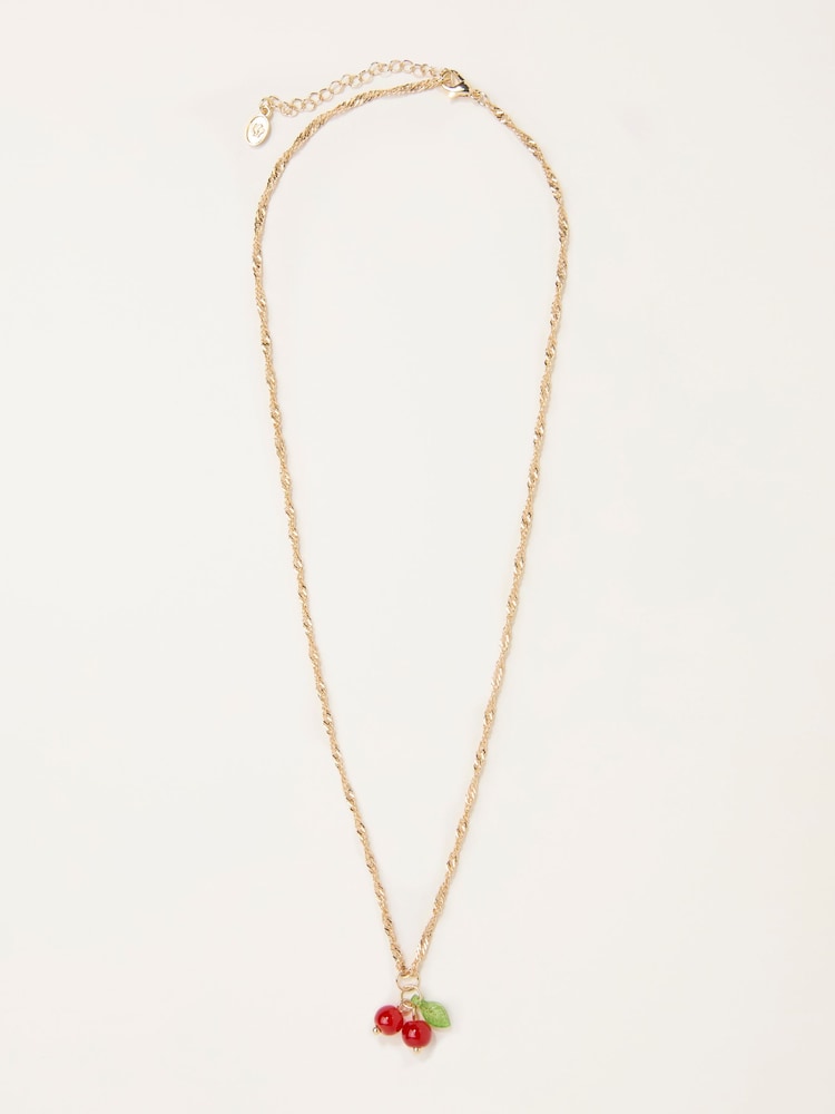 FatFace Gold Tone Cherry Necklace - Image 1 of 2