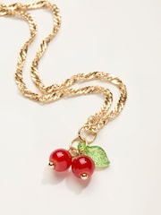 FatFace Gold Tone Cherry Necklace - Image 2 of 2