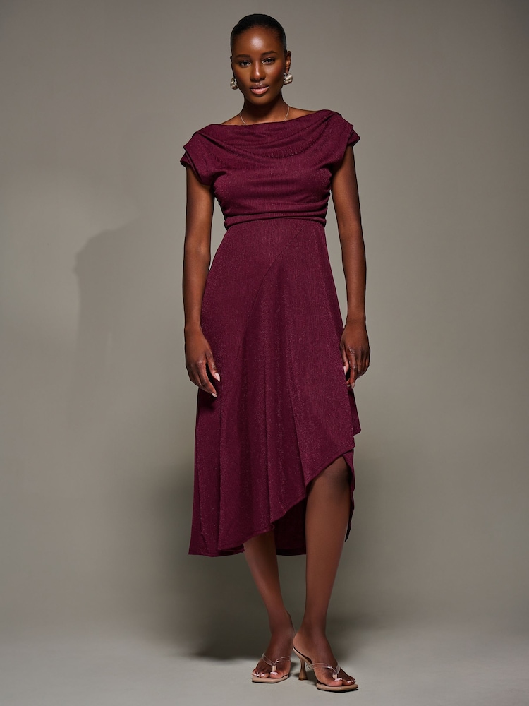 jersey cowl neck dress Green Sleeveless Jersey Cowl Neck Gown With Beading
