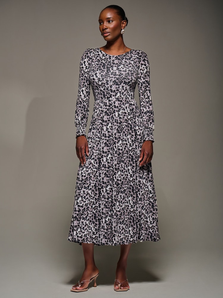 Jolie Moi Animal Jersey Belted Long Sleeve Maxi Dress - Image 6 of 6 Jolie Moi Animal Jersey Belted Long Sleeve Maxi Dress - Image 6 of 6