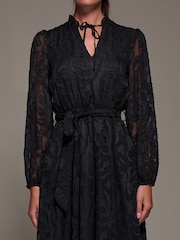 Jolie Moi Black Tie Neck Chiffon Midi Dress - Image 3 of 6