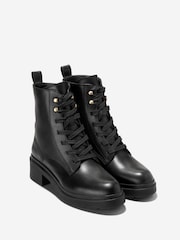 Cole Haan Cherise Lace-Up Lug Black Boots - Image 2 of 6
