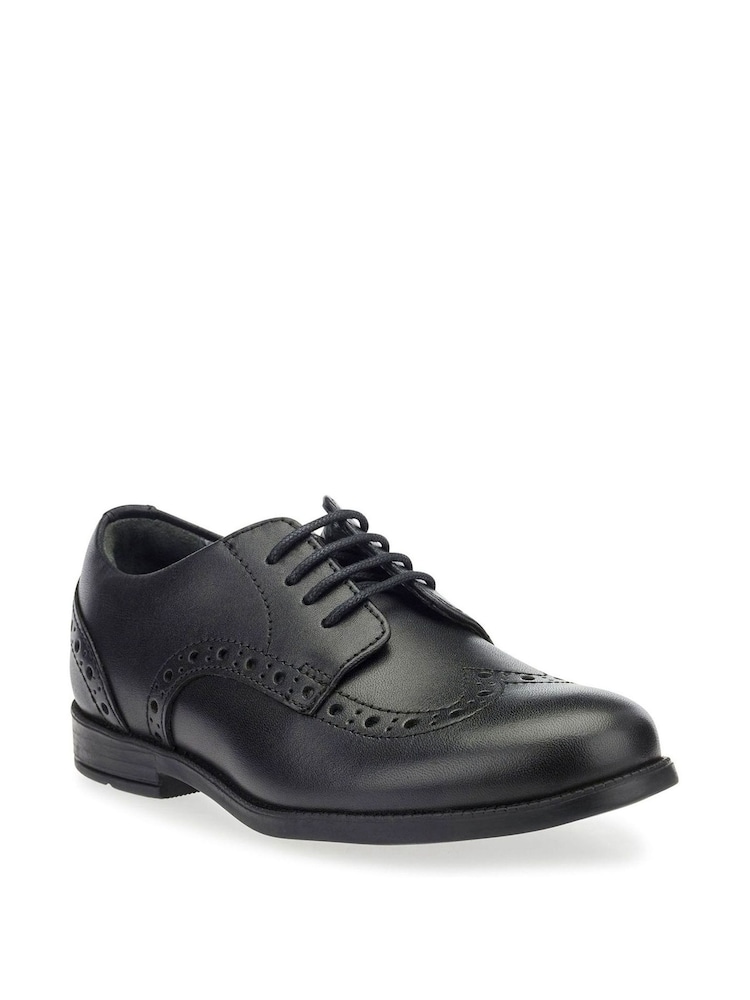 Start Rite Brogue Leather Smart School Black Shoes Multi Fit - Image 2 of 5