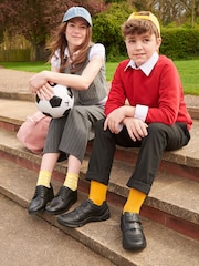 Black Leather Standard Fit Brogue Leather Smart School Shoes F & G Fit - Image 6 of 7
