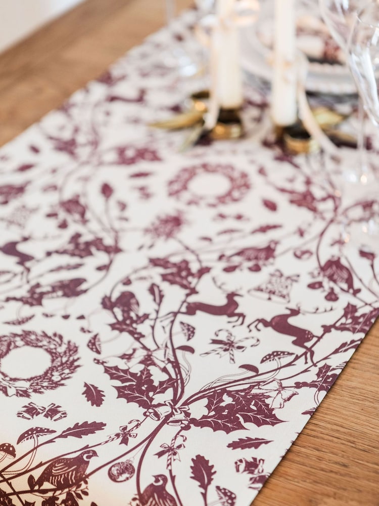 Avalon Home Burgundy Stag & Wreath Table Runner - Image 2 of 6