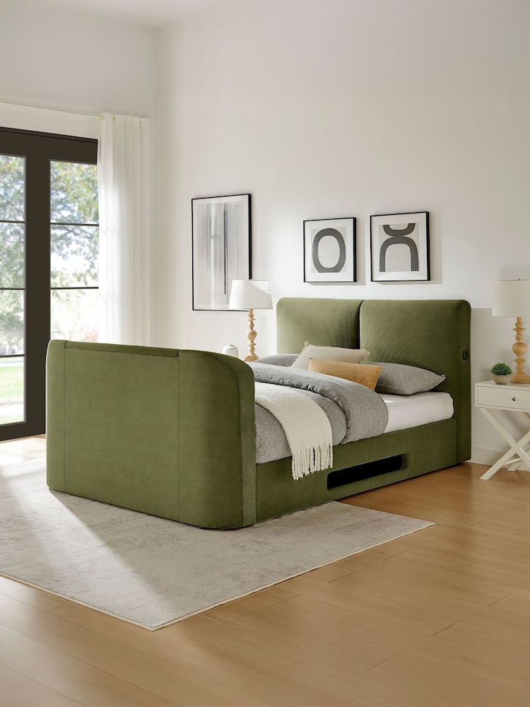 Koble Green Corduroy Side Lift Ottoman TV Bed - Image 1 of 7 Koble Green Corduroy Side Lift Ottoman TV Bed - Image 1 of 7