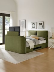 Koble Green Corduroy Side Lift Ottoman TV Bed - Image 3 of 7