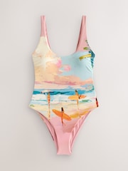 Surfer Scenic Print Scoop Neck Swimsuit - Image 1 of 4