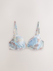 Pastel Blue Shell Padded Wired Beaded Strap Bikini Top - Image 6 of 9