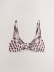 Chocolate Brown Gingham Crop Bikini Top - Image 1 of 3