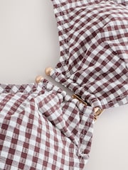 Chocolate Brown Gingham Crop Bikini Top - Image 2 of 3
